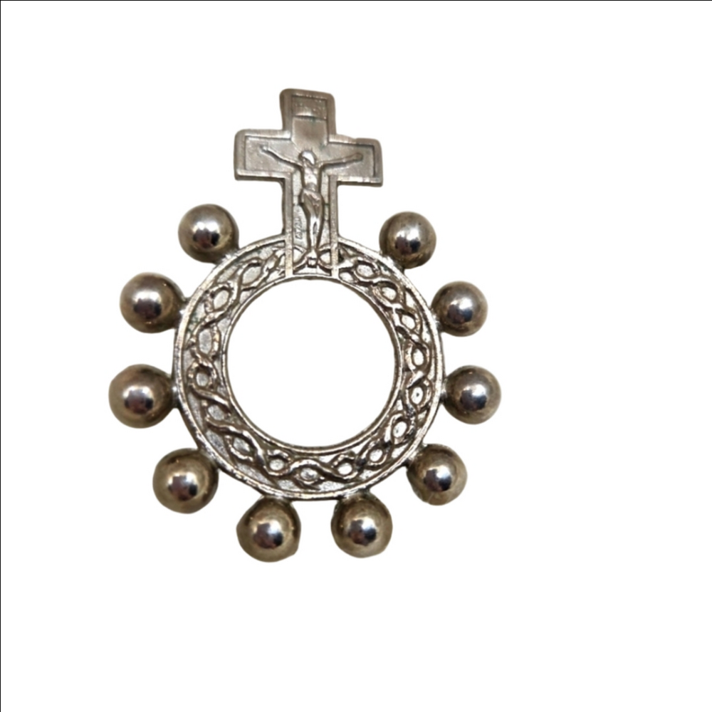 Sterling Silver Catholic Crucifix Crown of Thorns Ring
